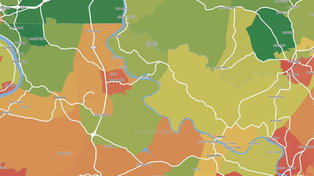 Hutchinson, PA Map of Vandalism Rates