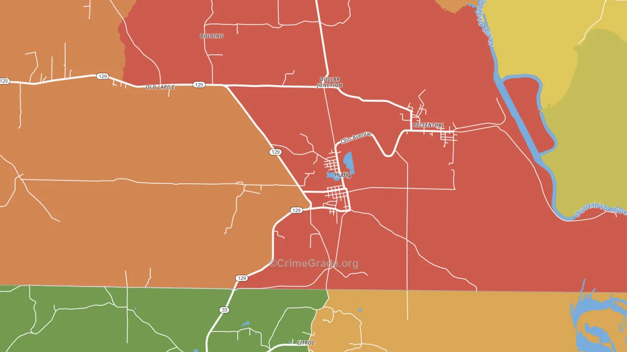 Huttig, AR Map of Vandalism Rates