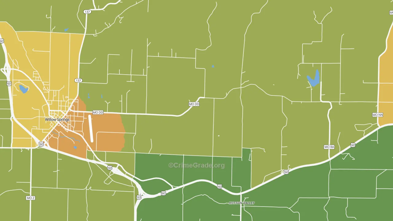 Hutton Valley, MO Map of Vandalism Rates