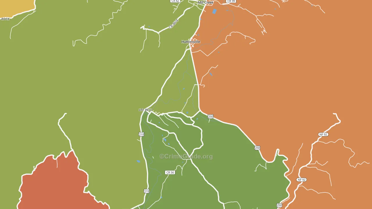 Huttonsville, WV Map of Vandalism Rates