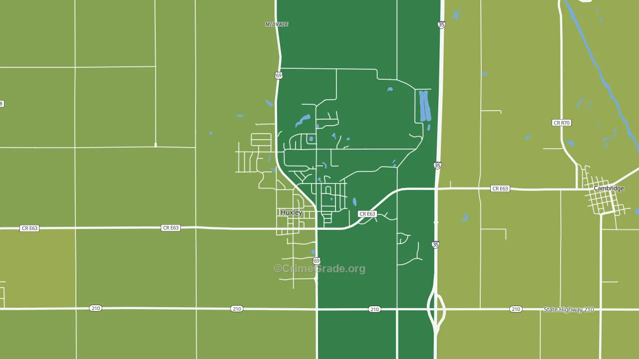 Huxley, IA Map of Vandalism Rates