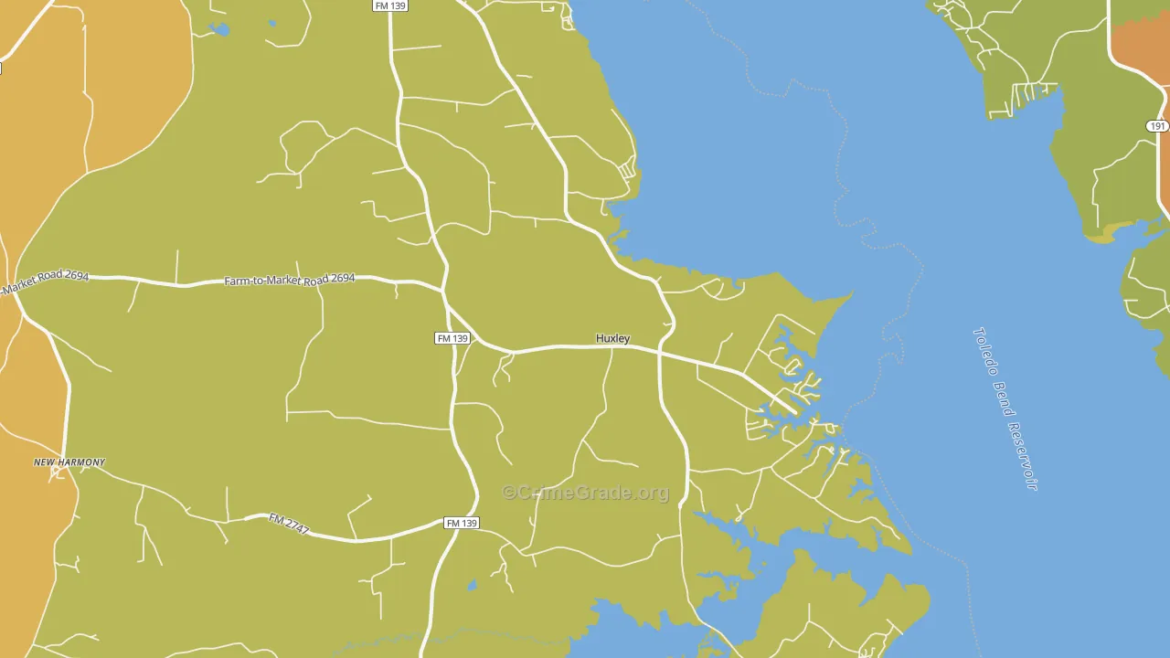 Huxley, TX Map of Vandalism Rates