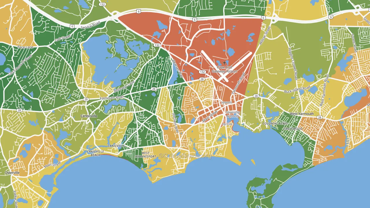 Hyannis, Barnstable Town, MA Map of Vandalism Rates