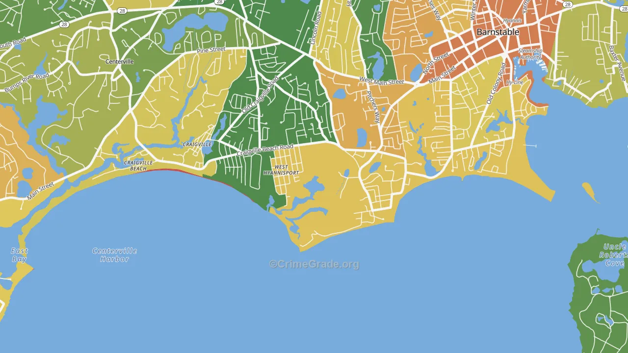 Hyannis Port, MA Map of Vandalism Rates