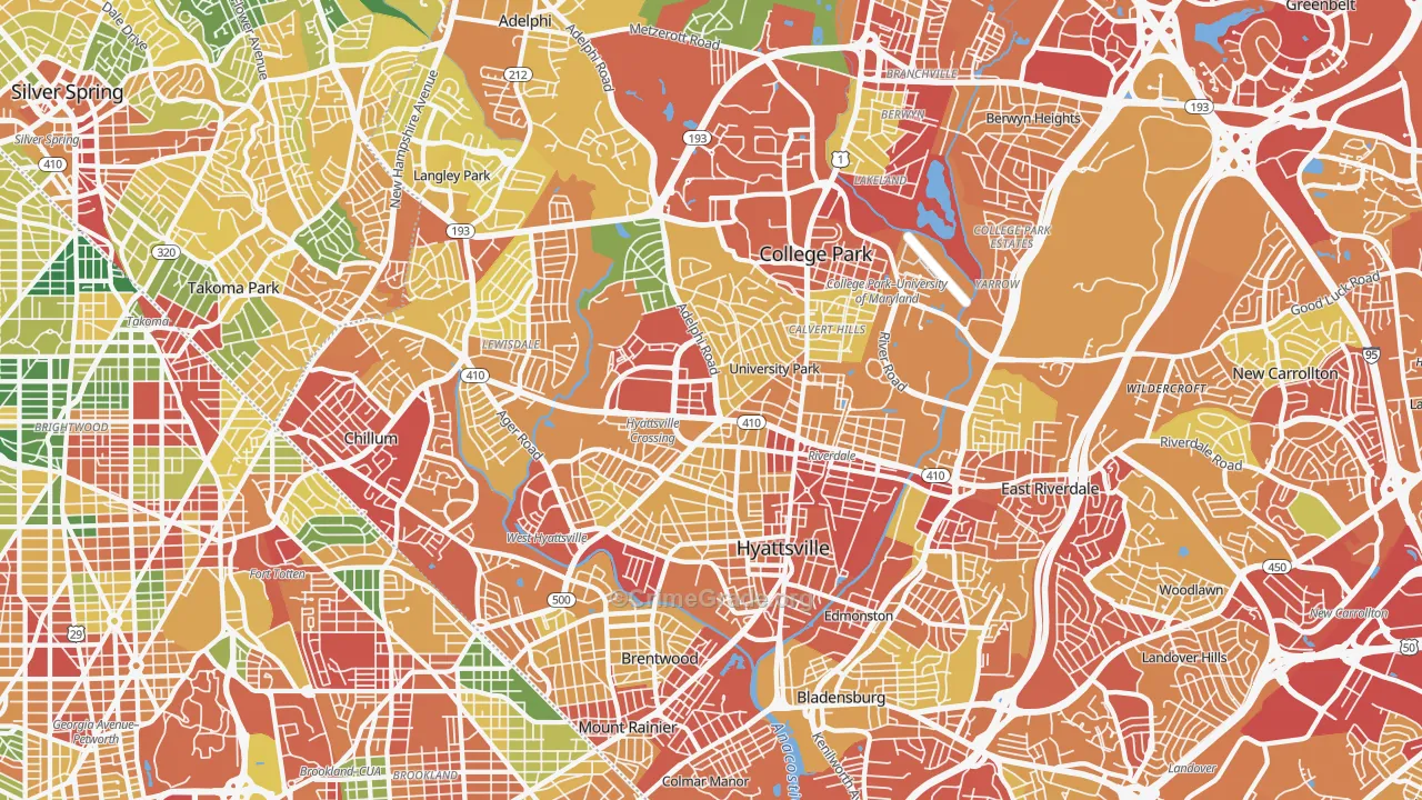 Hyattsville, MD Map of Vandalism Rates