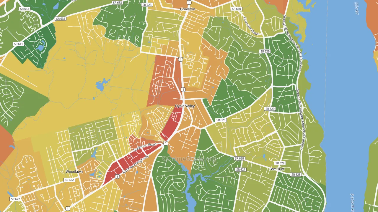 Hybla Valley, Alexandria, VA Map of Vandalism Rates