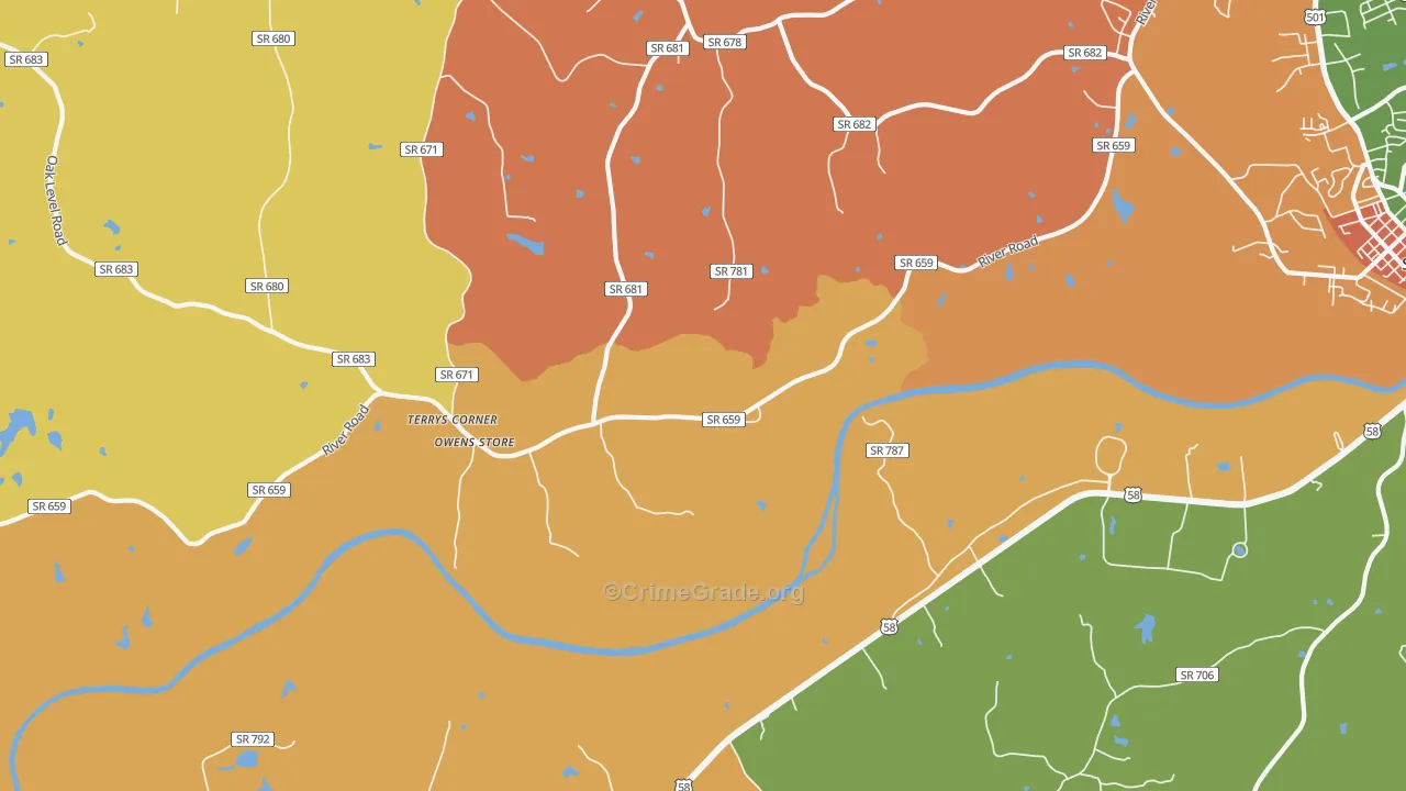 Hyco, VA Map of Vandalism Rates