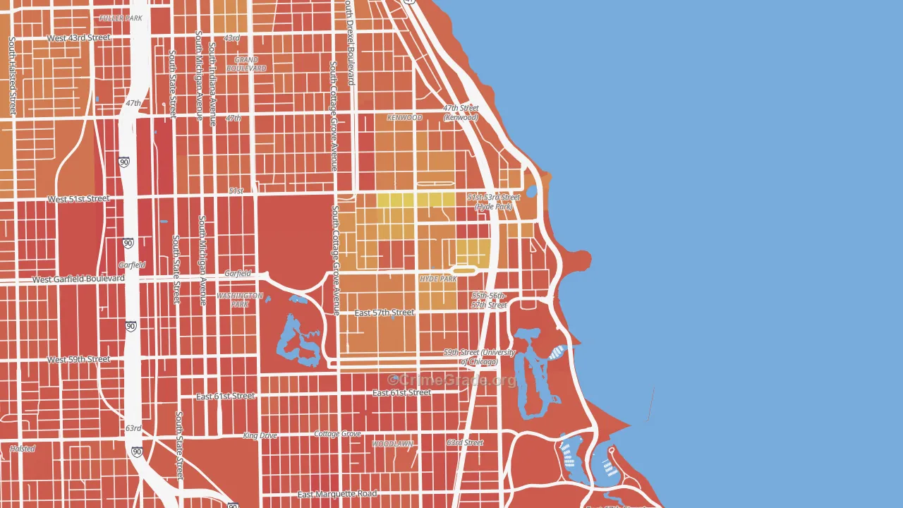 Hyde Park, Chicago, IL Map of Vandalism Rates