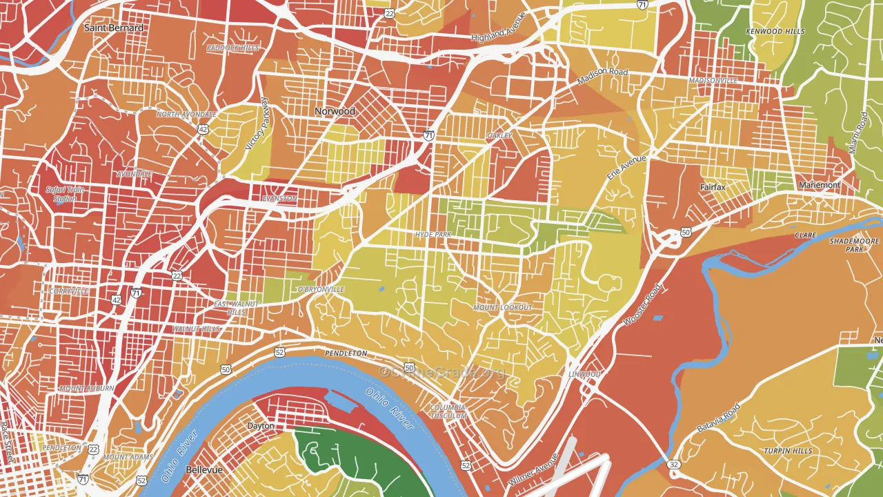 Hyde Park, Cincinnati, OH Map of Vandalism Rates