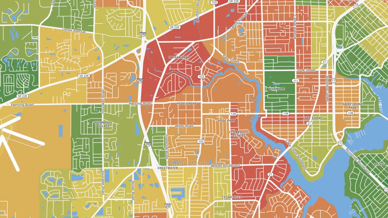 Hyde Park, Jacksonville, FL Map of Vandalism Rates
