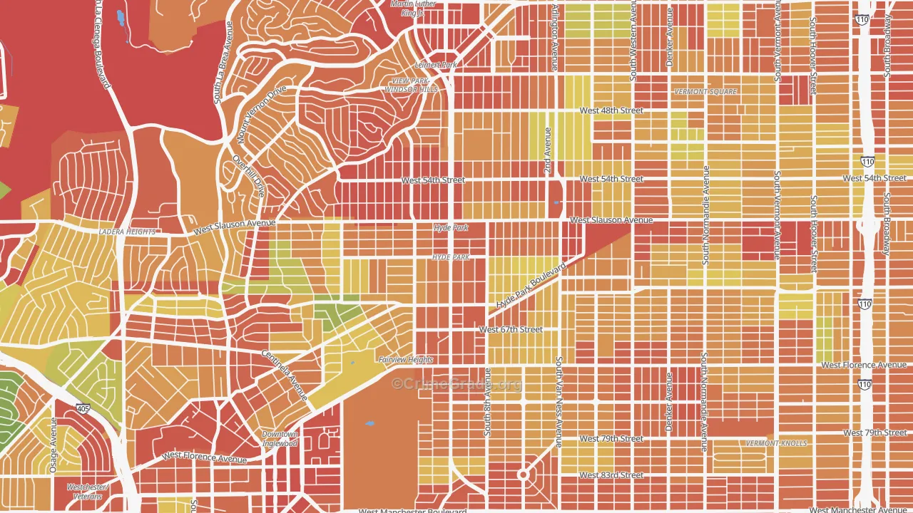 Hyde Park, Los Angeles, CA Map of Vandalism Rates