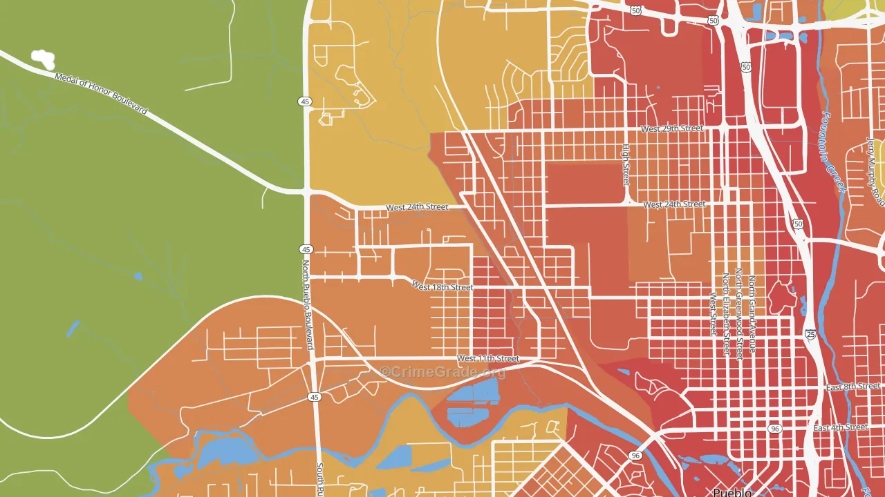 Hyde Park, Pueblo, CO Map of Vandalism Rates