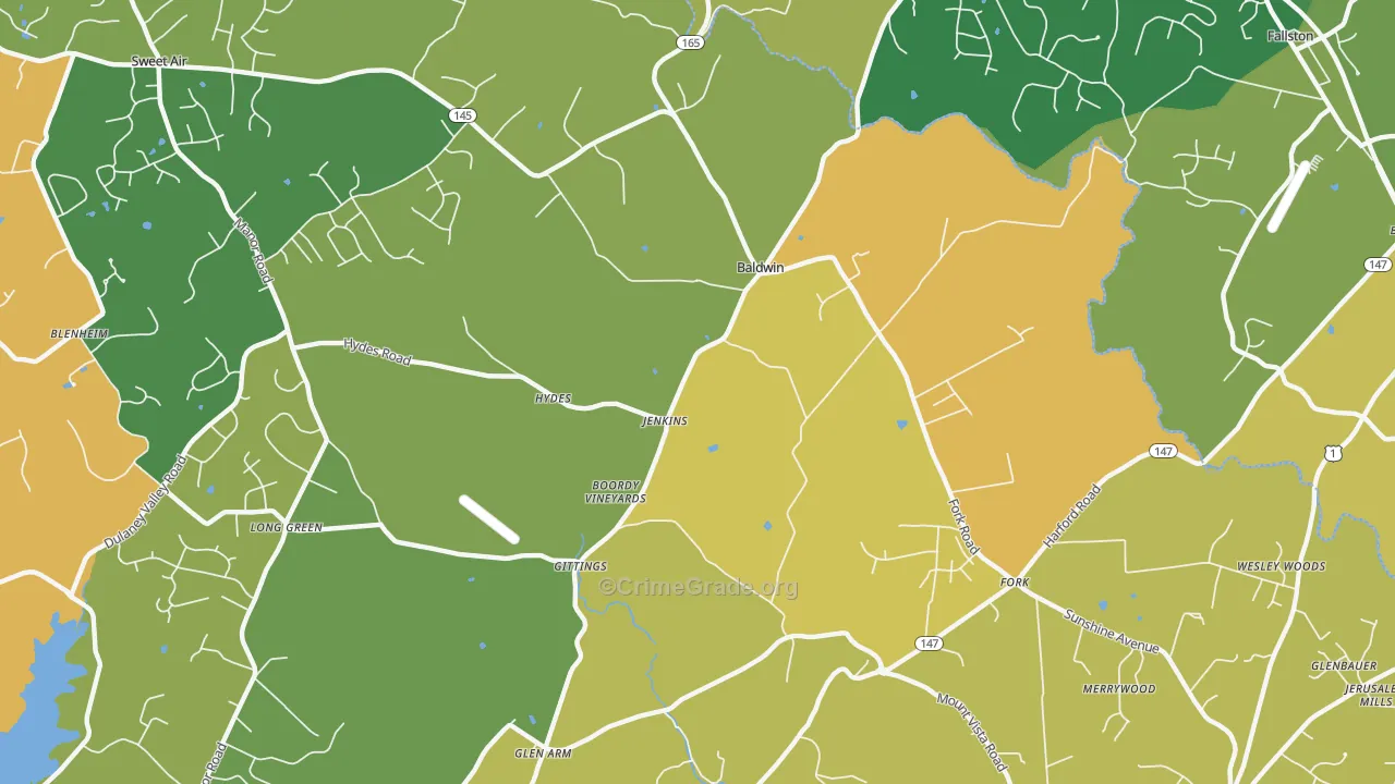 Hydes, MD Map of Vandalism Rates
