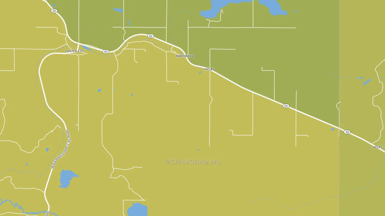 Hylas, MI Map of Vandalism Rates