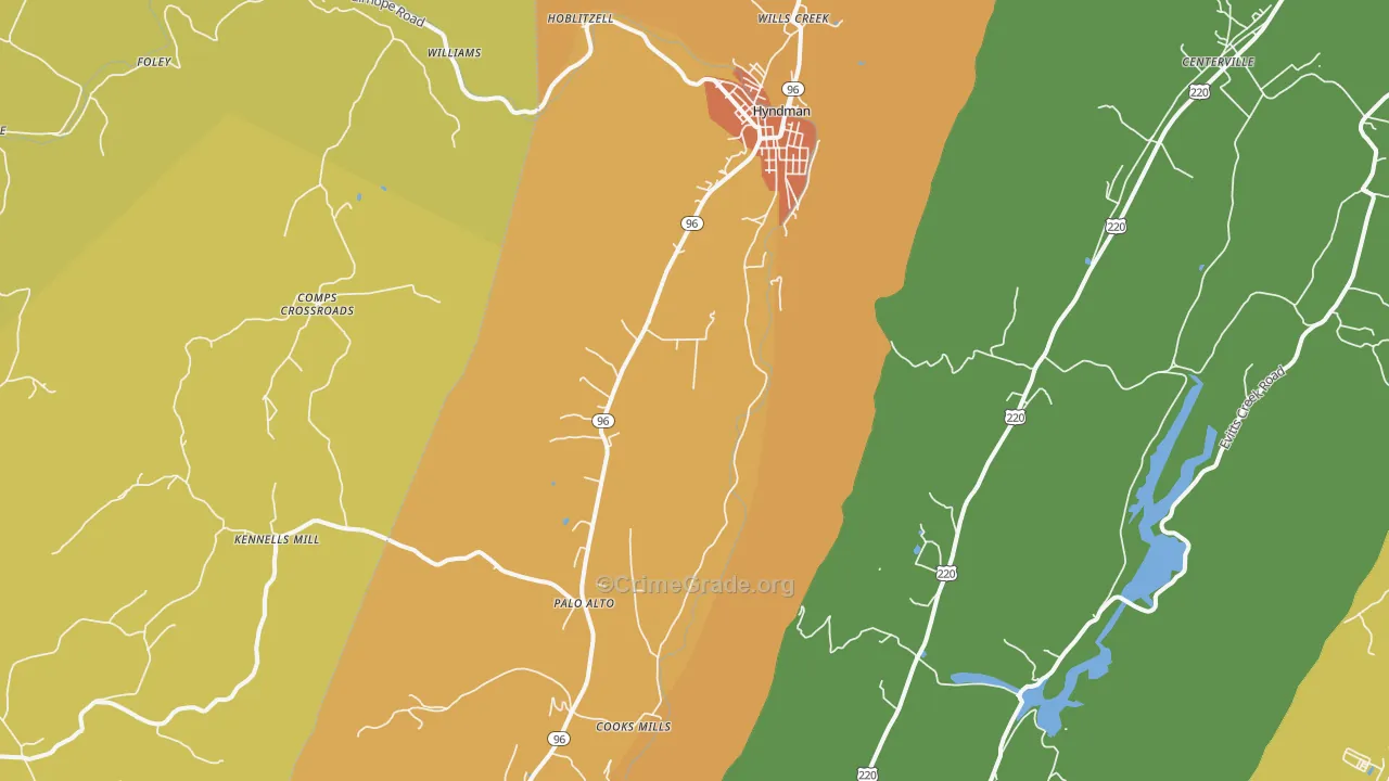 Hyndman, PA Map of Vandalism Rates