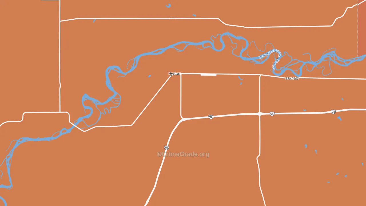 Hysham, MT Map of Vandalism Rates