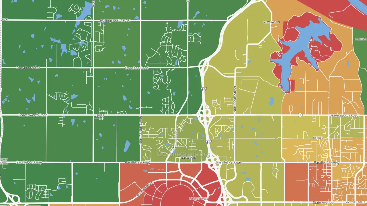 I-435 West KC-KS, Kansas City, KS Map of Vandalism Rates