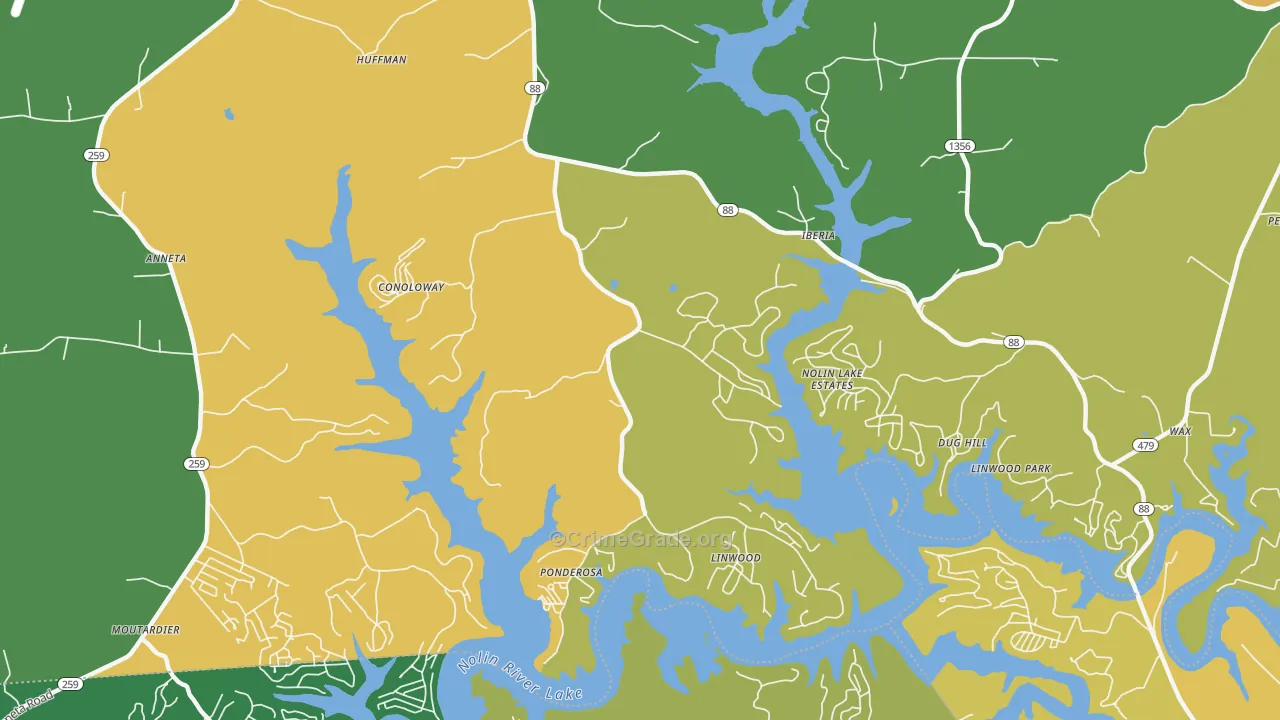 Iberia, KY Map of Vandalism Rates