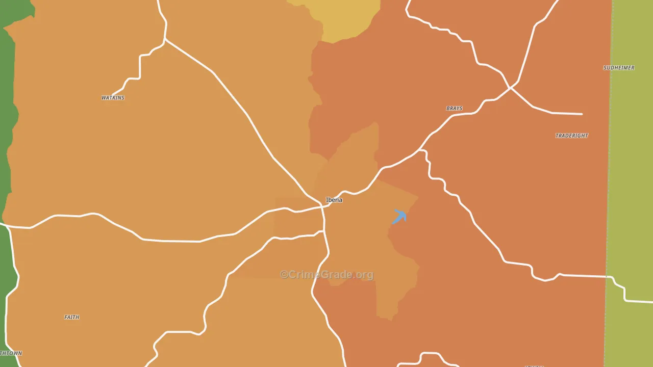 Iberia, MO Map of Vandalism Rates