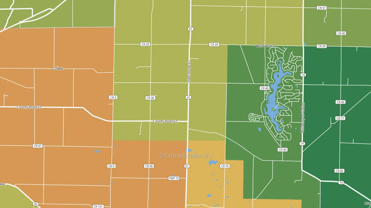 Iberia, OH Map of Vandalism Rates