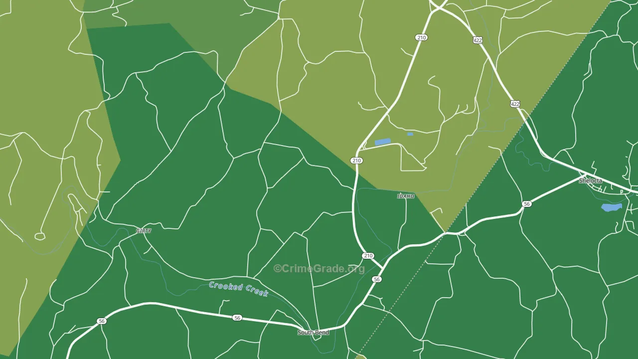 Idaho, PA Map of Vandalism Rates