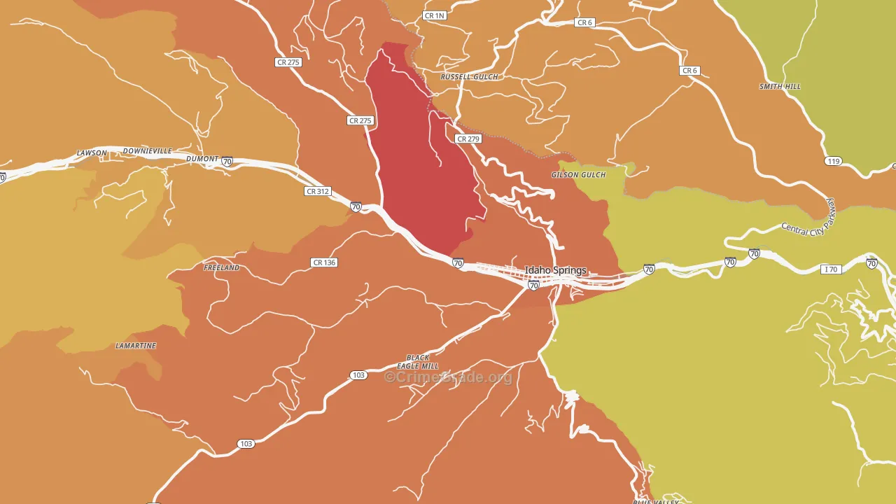 Idaho Springs, CO Map of Vandalism Rates