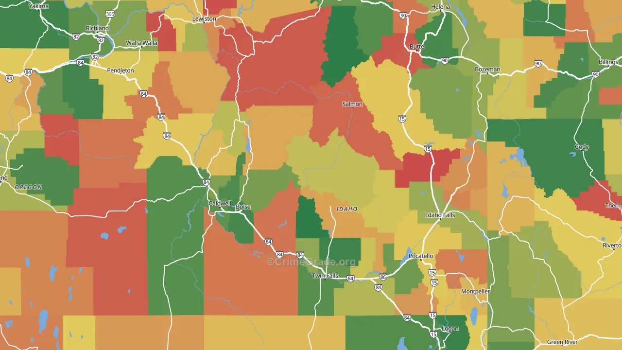 Idaho Map of Vandalism Rates