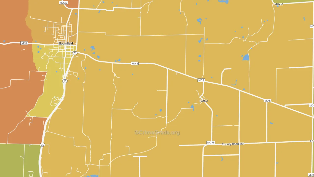 Idalia, MO Map of Vandalism Rates
