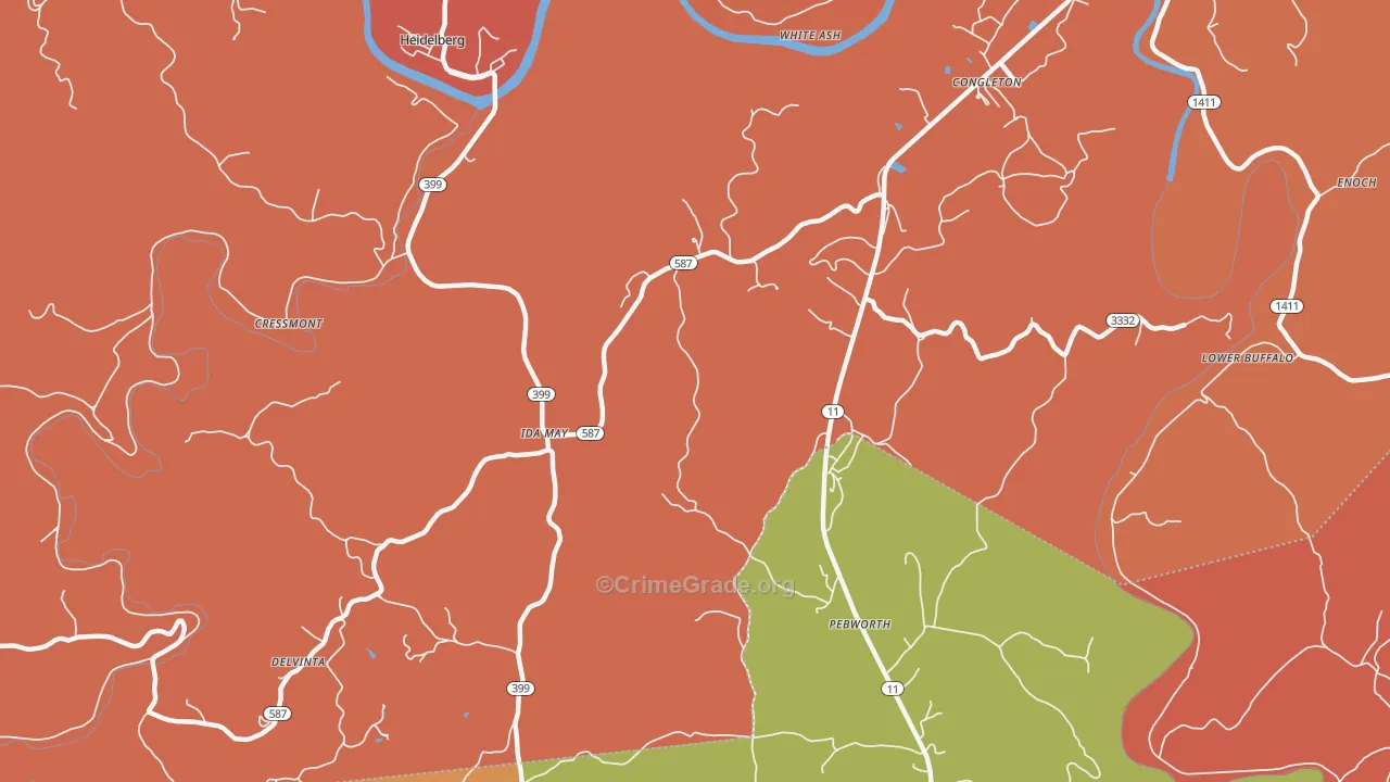 Idamay, KY Map of Vandalism Rates