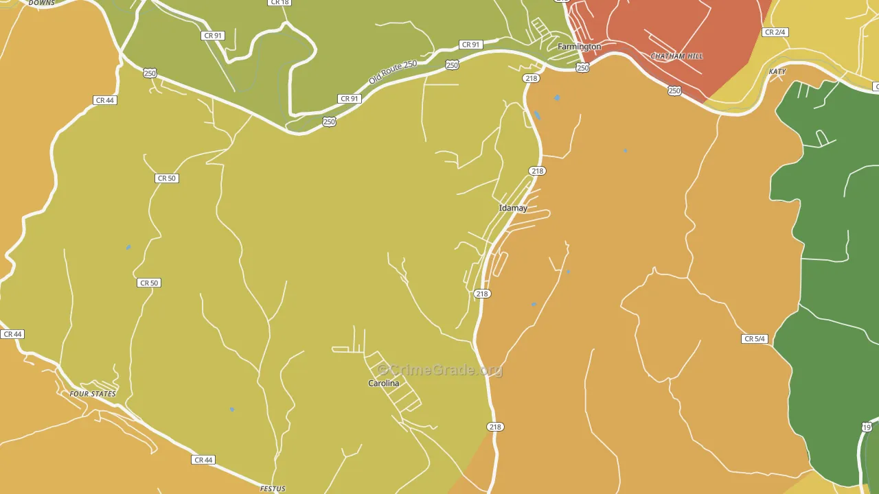 Idamay, WV Map of Vandalism Rates