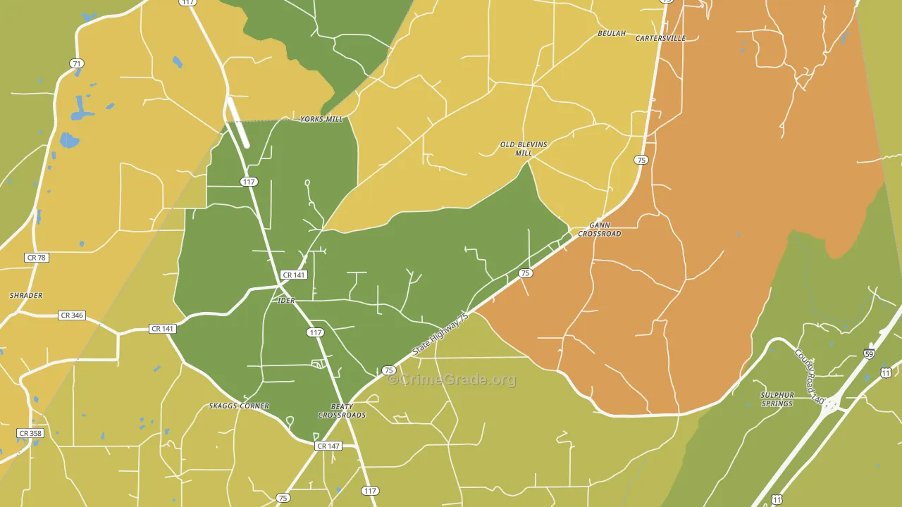 Ider, AL Map of Vandalism Rates