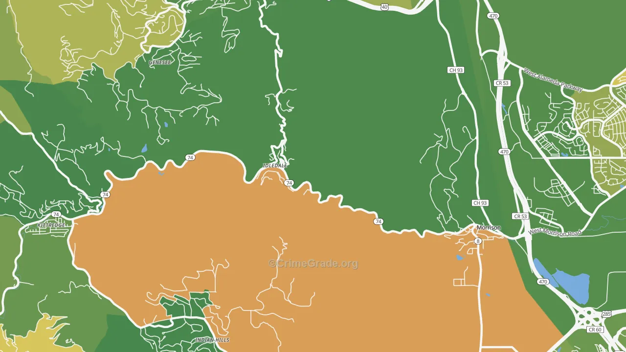 Idledale, CO Map of Vandalism Rates