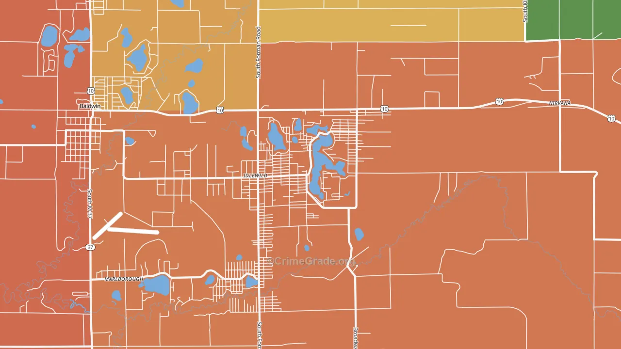 Idlewild, MI Map of Vandalism Rates
