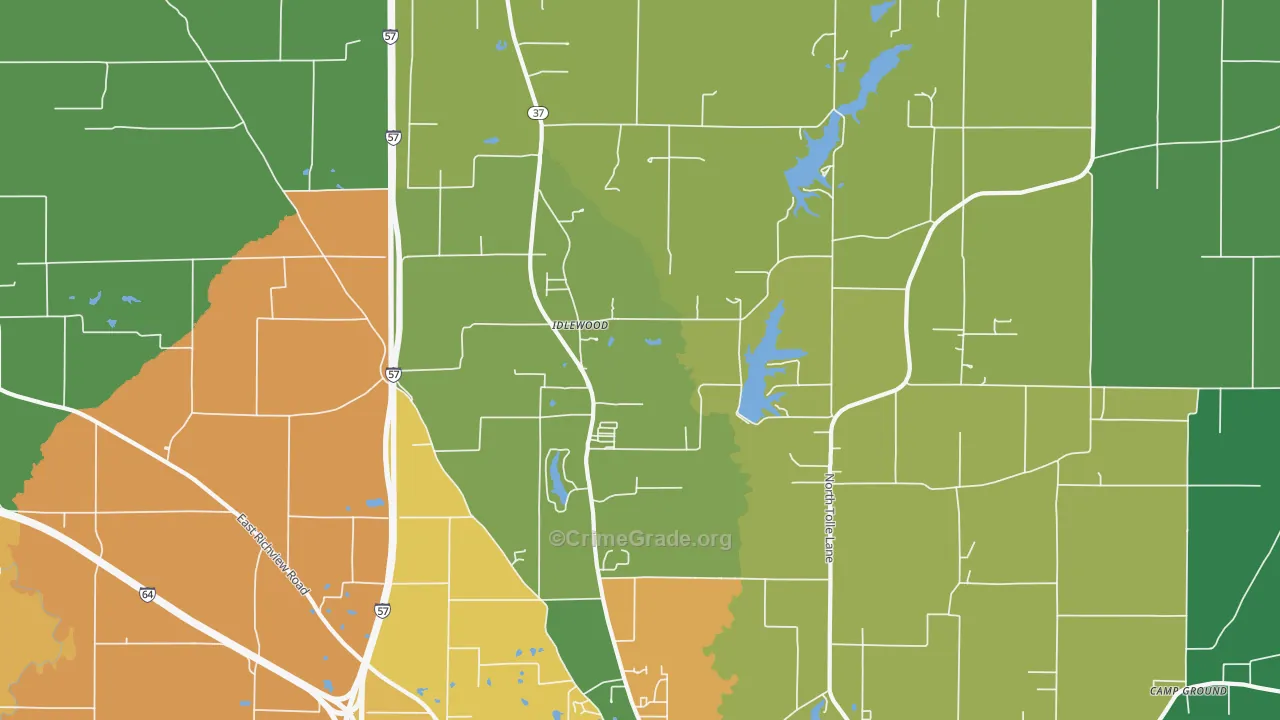 Idlewood, IL Map of Vandalism Rates