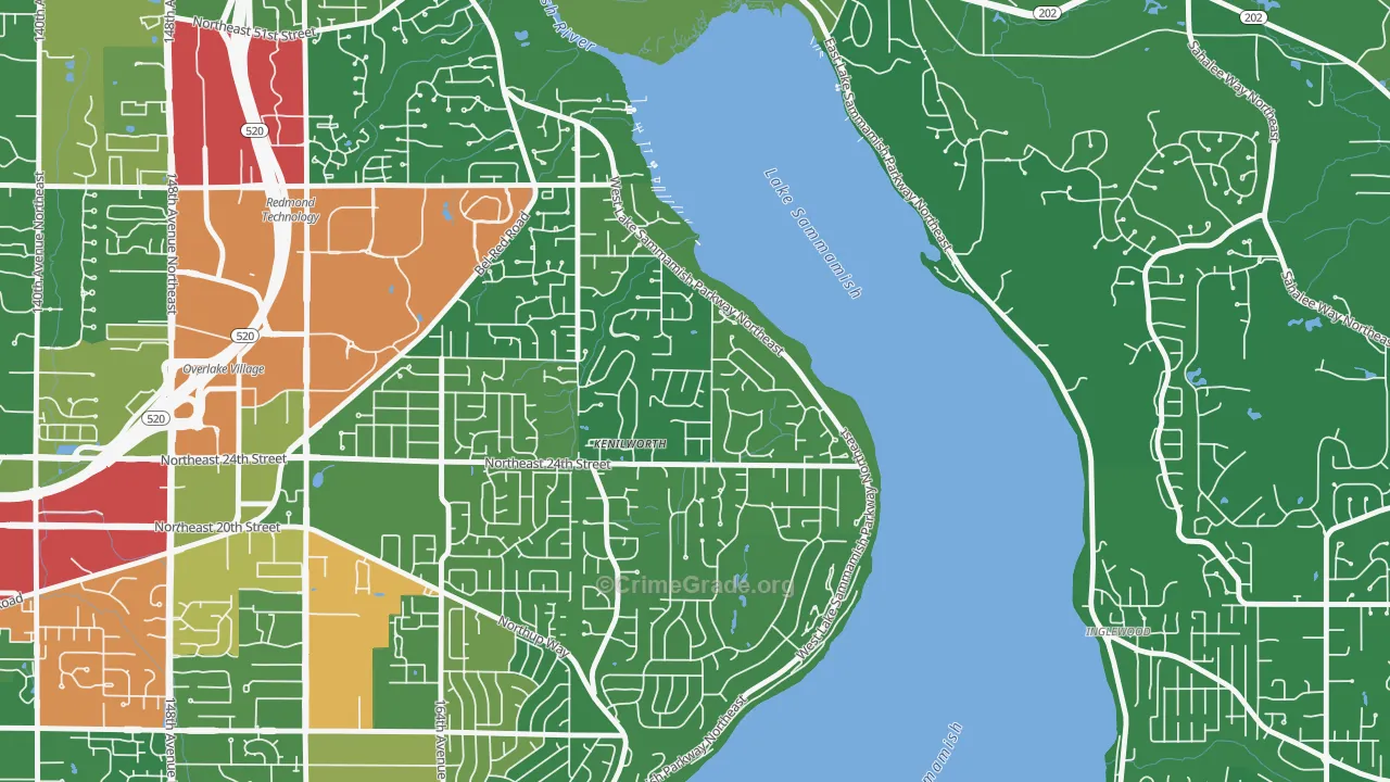 Idylwood, Redmond, WA Map of Vandalism Rates