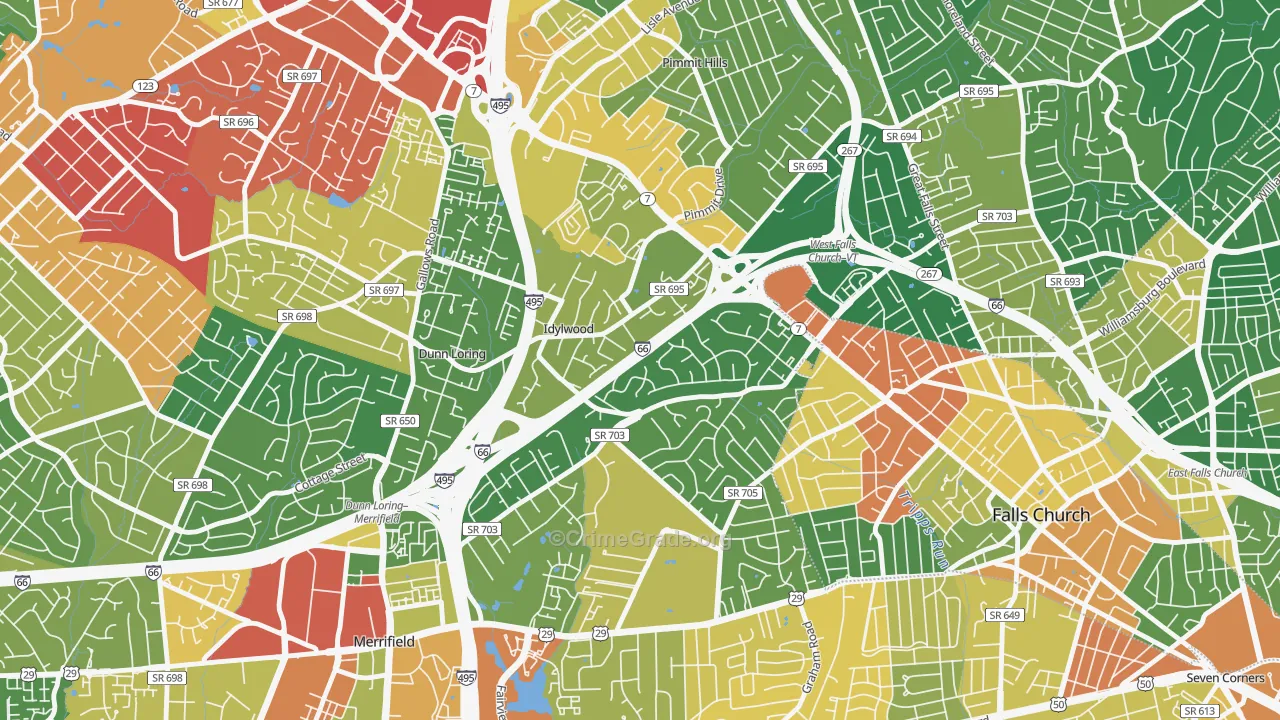 Idylwood, VA Map of Vandalism Rates