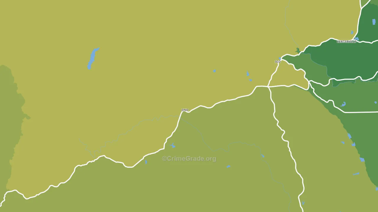 Igo, CA Map of Vandalism Rates