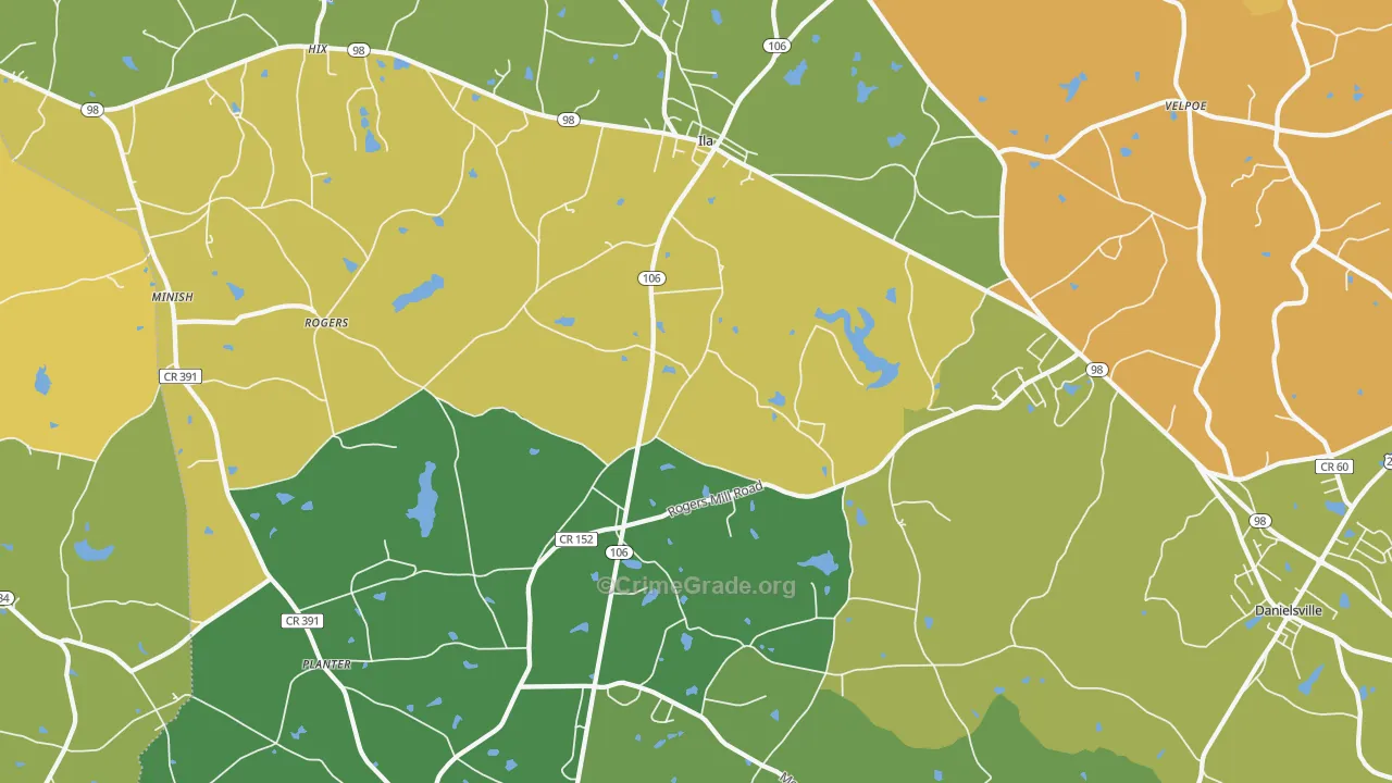 Ila, GA Map of Vandalism Rates