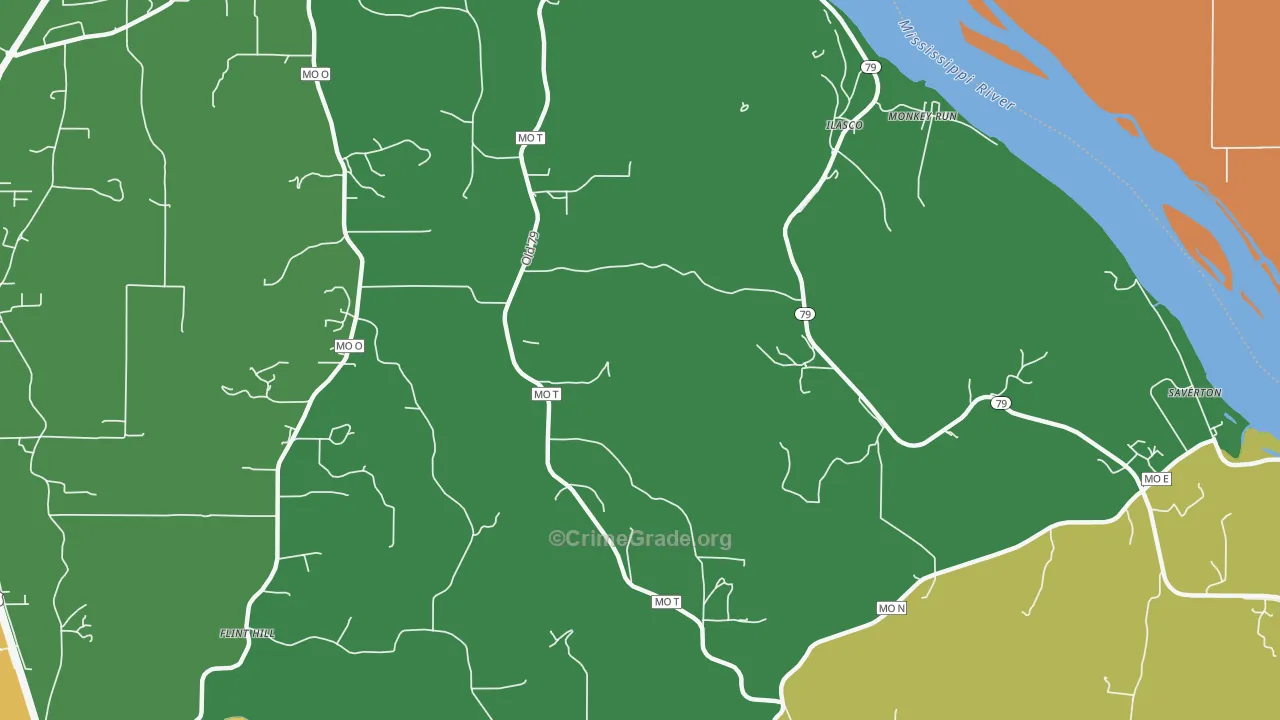 Ilasco, MO Map of Vandalism Rates