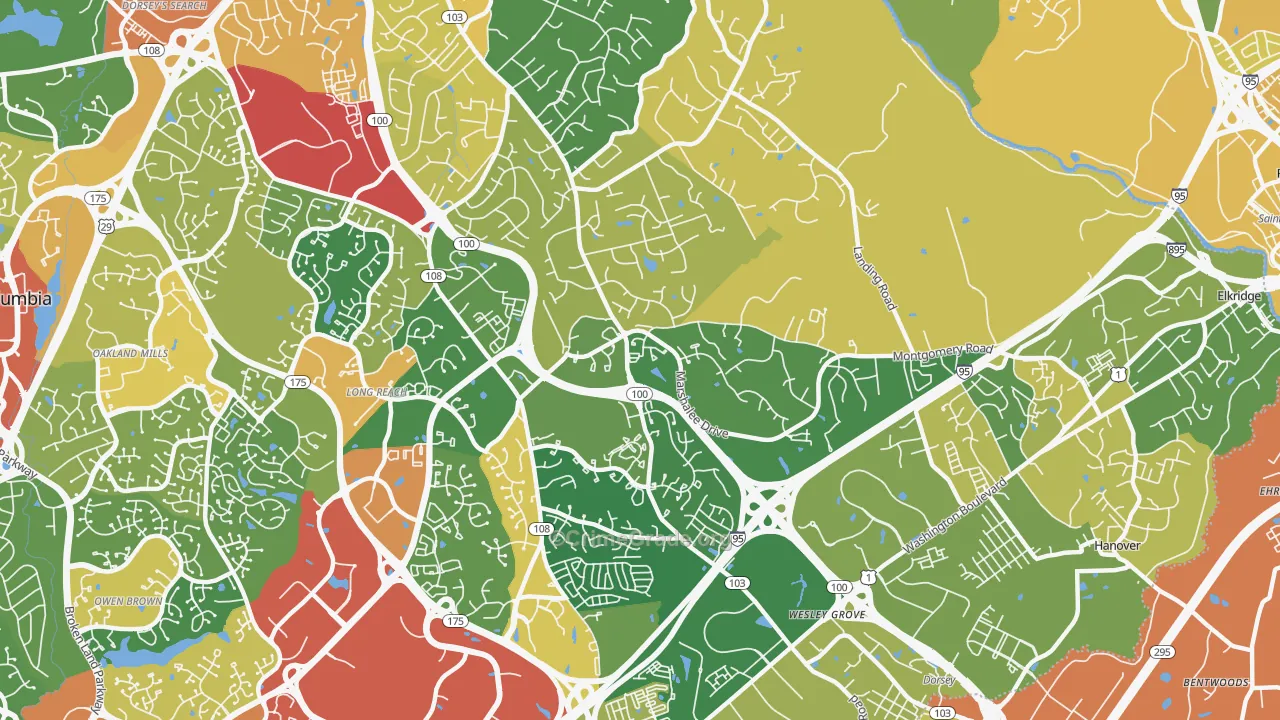Ilchester, MD Map of Vandalism Rates