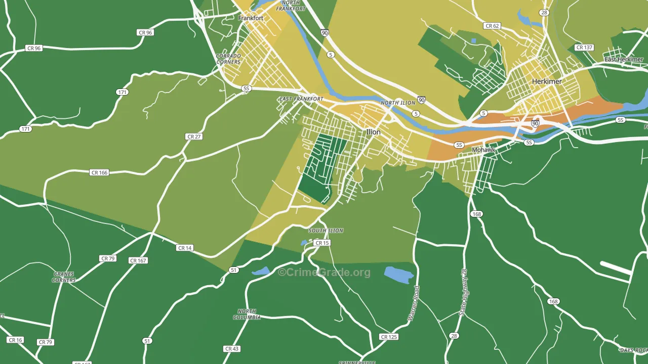 Ilion, NY Map of Vandalism Rates