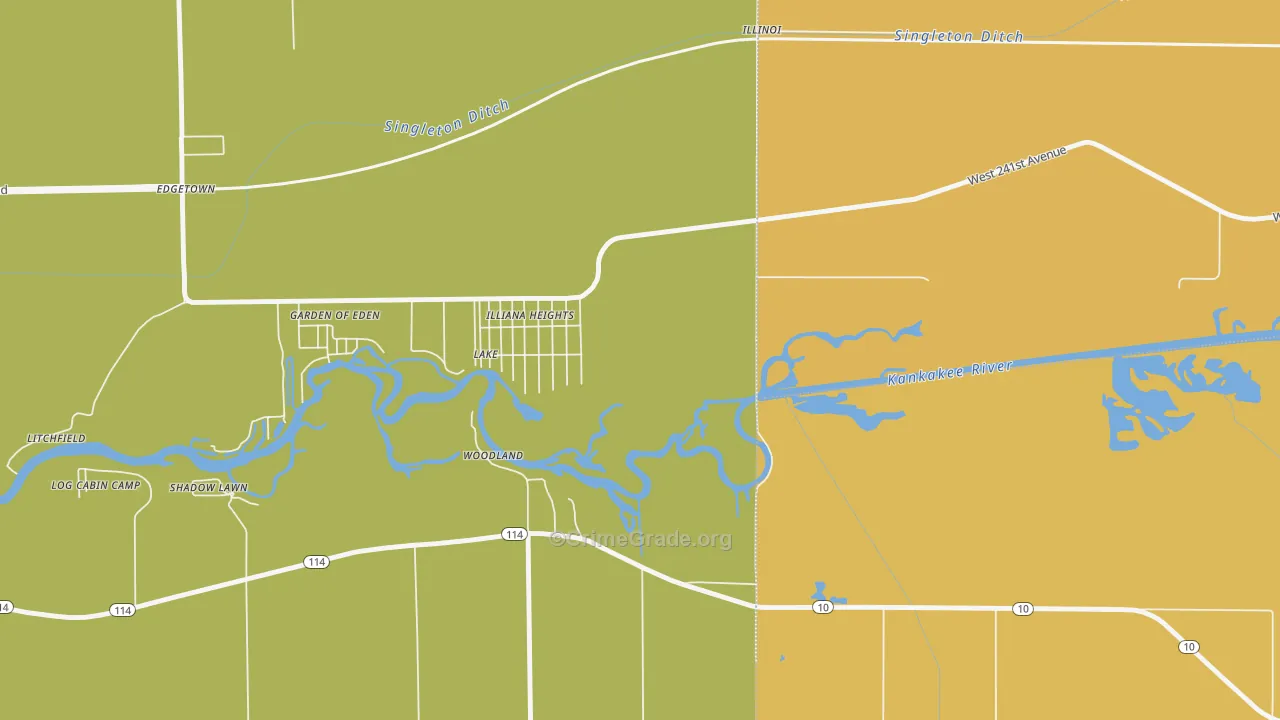 Illiana Heights, IL Map of Vandalism Rates