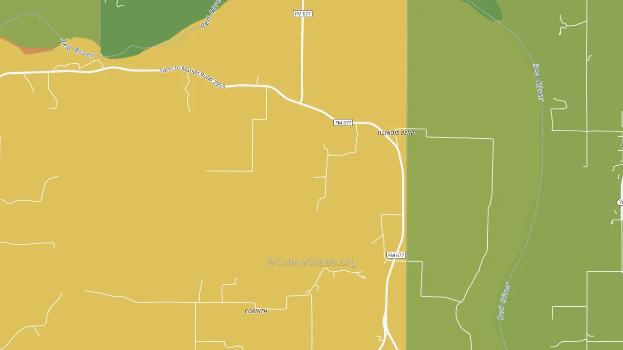 Illinois Bend, TX Map of Vandalism Rates