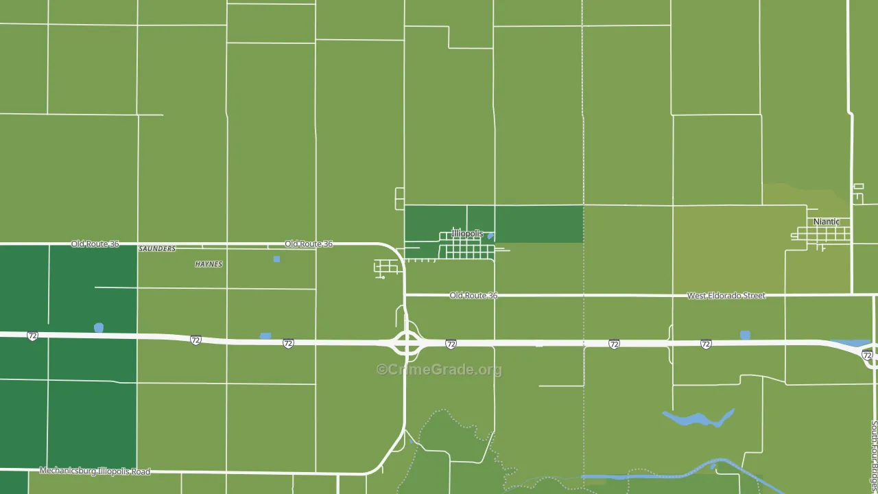 Illiopolis, IL Map of Vandalism Rates