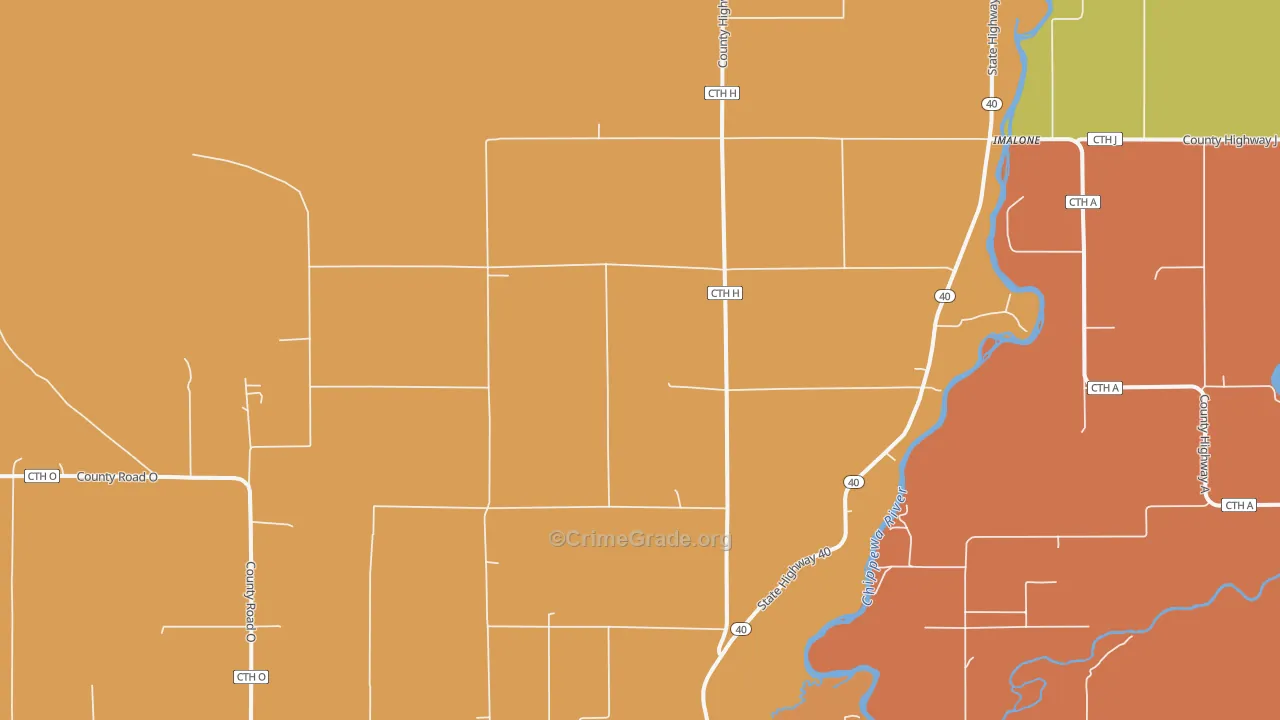 Imalone, WI Map of Vandalism Rates