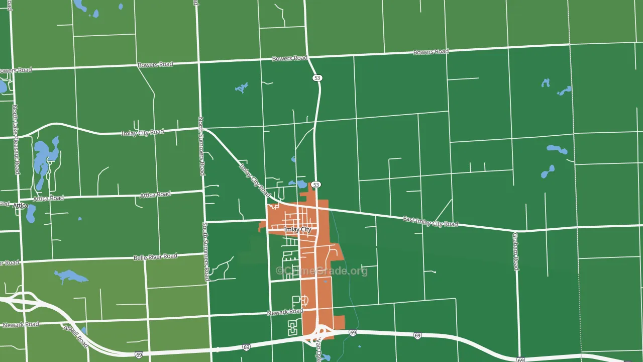 Imlay City, MI Map of Vandalism Rates