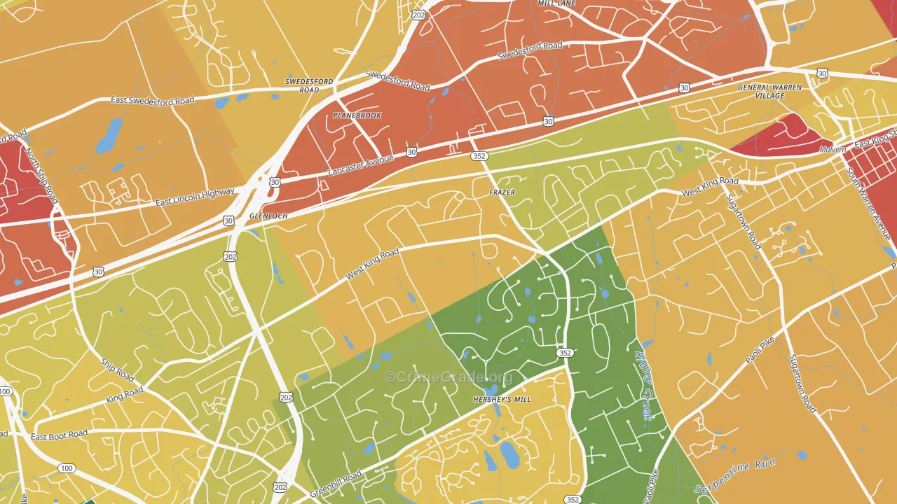 Immaculata, PA Map of Vandalism Rates