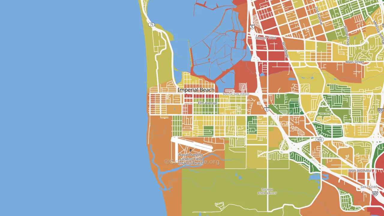 Imperial Beach, CA Map of Vandalism Rates