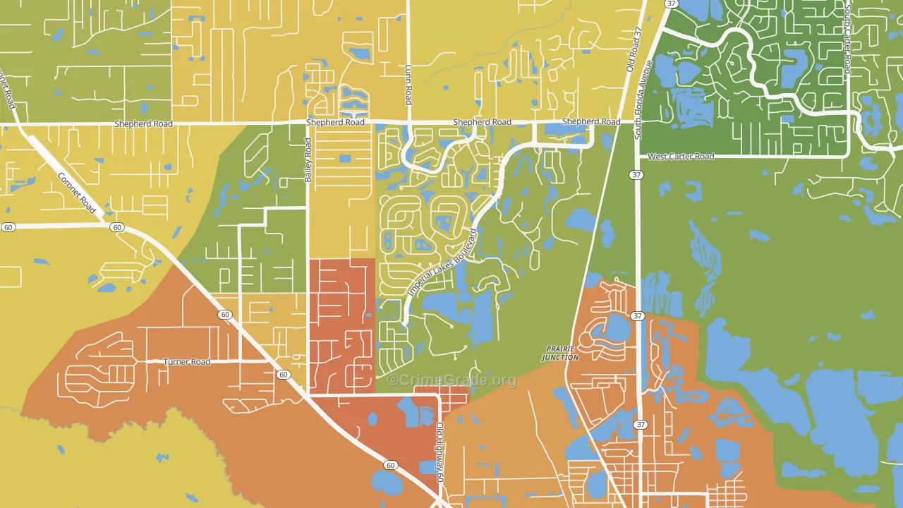 Imperial Lakes, Fuller Heights, FL Map of Vandalism Rates