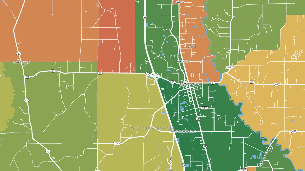 Independence, LA Map of Vandalism Rates